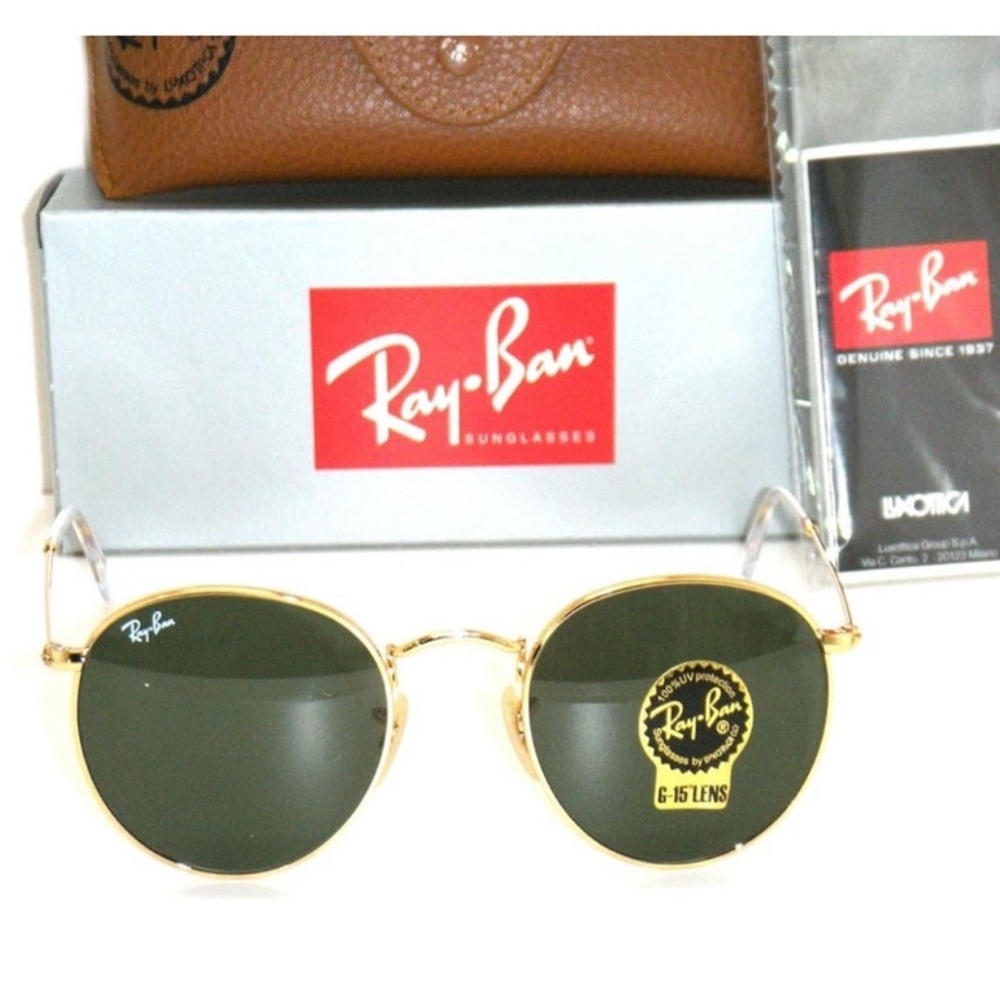 Ray-Ban Gold Frame Sunglasses with Dark Lenses - Picture 6 of 6